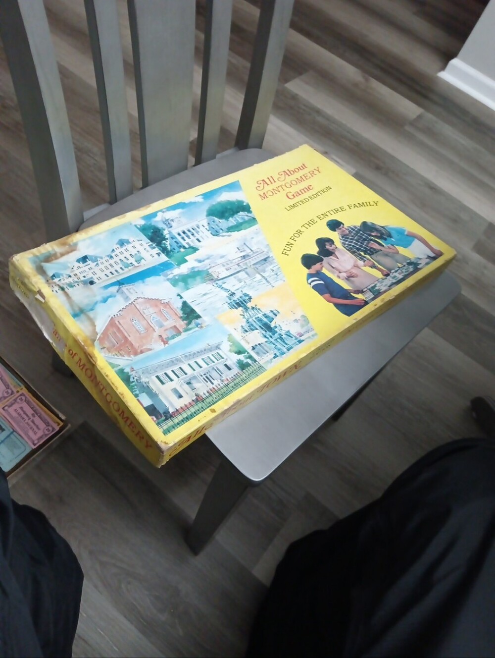 Vintage All About Montgomery Family Board Game - Yellow Illustrated Box